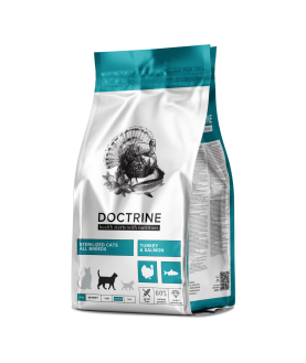 DOCTRINE сухой корм беззерновой для стерилизованных кошек и кастрированных котов с индейкой и лососем 3кг