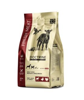 DOCTRINE сухой корм для взрослых собак средних и крупных пород с индейкой, говядиной и уткой со свежим мясом DOCTRINE FRESH MEAT 800г