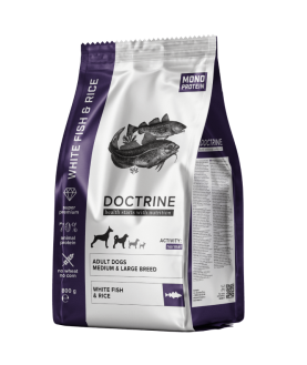 DOCTRINE сухой корм для взрослых собак средних и крупных пород с белой рыбой и рисом 800г