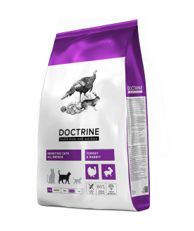 DOCTRINE сухой корм беззерновой для кошек и котов с чувствительным пищеварением с индейкой и кроликом 10кг