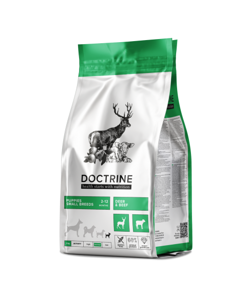 DOCTRINE сухой корм беззерновой для щенков мелких пород с телятиной и олениной DOCTRINE 3кг