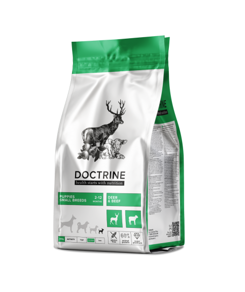 DOCTRINE сухой корм беззерновой для щенков мелких пород с телятиной и олениной DOCTRINE 800г