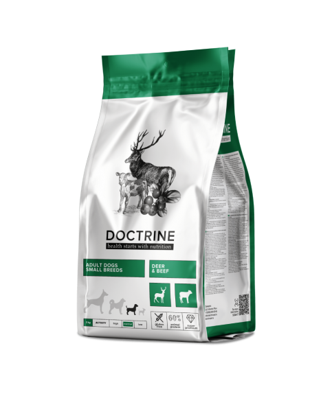 DOCTRINE сухой корм беззерновой для взрослых собак мелких пород с телятиной и олениной DOCTRINE 3кг