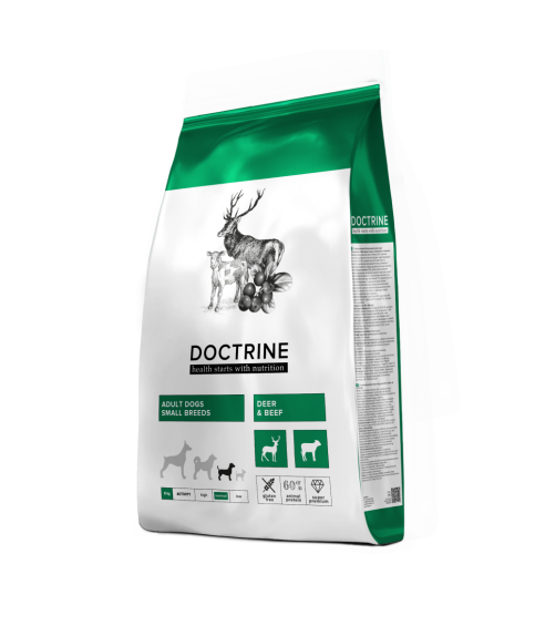 DOCTRINE сухой корм беззерновой для взрослых собак мелких пород с телятиной и олениной DOCTRINE 8кг
